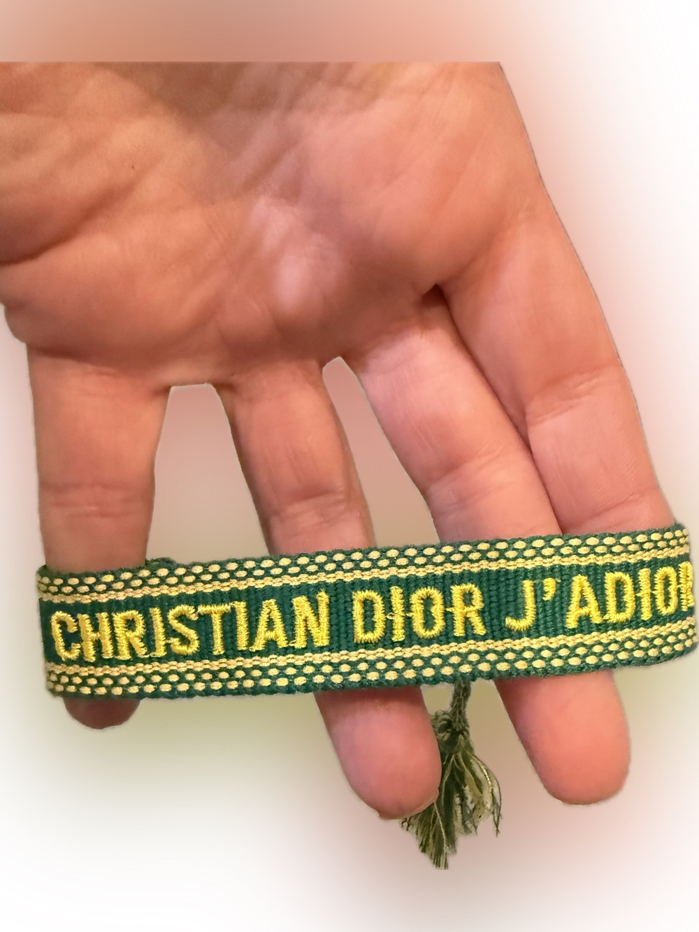 Christian Dior J'Adior Woven Friendship Bracelet in Green and Yellow